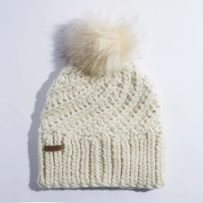 The Maizy Knit Faux Fur Pom Womens Beanie sold by Coal Headwear