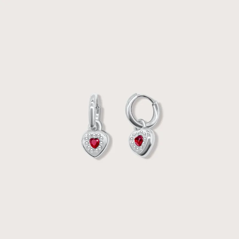 Bella Heart Drop Earrings in Silver sold by Cadena