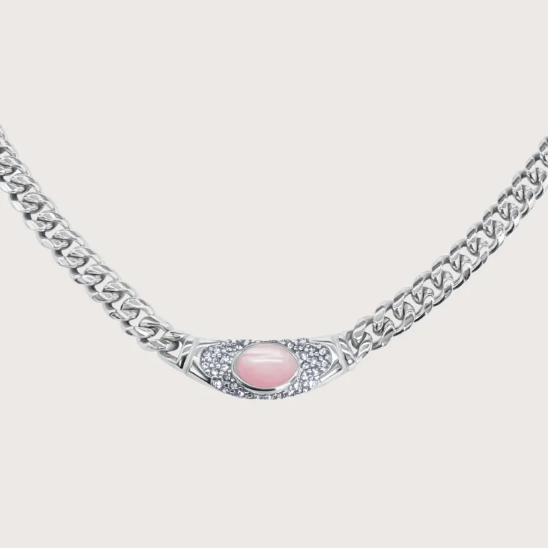 Bella Necklace in Silver Rose Quartz sold by Cadena