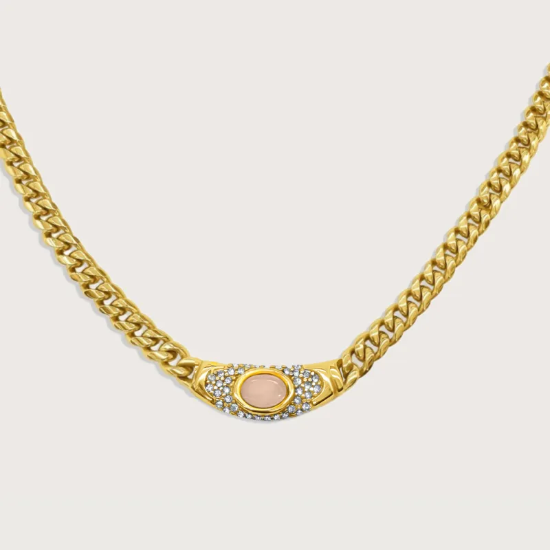 Bella Necklace in Gold Rose Quartz sold by Cadena