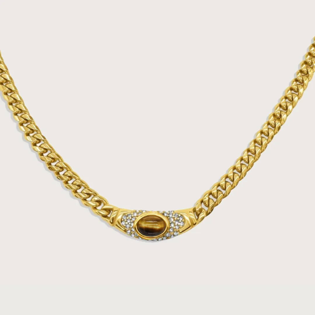 Bella Necklace in Gold Tiger Eye sold by Cadena