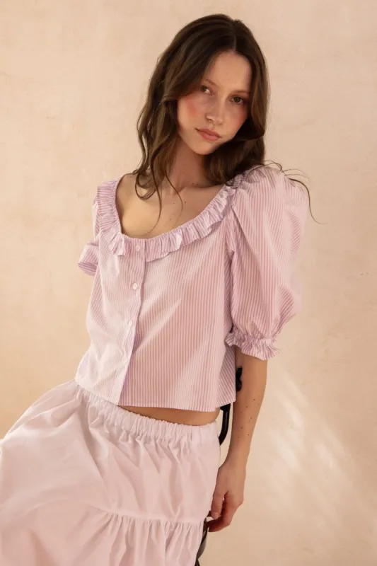 ROSIE BLOUSE | LILAC STRIPE sold by SISTER Studios