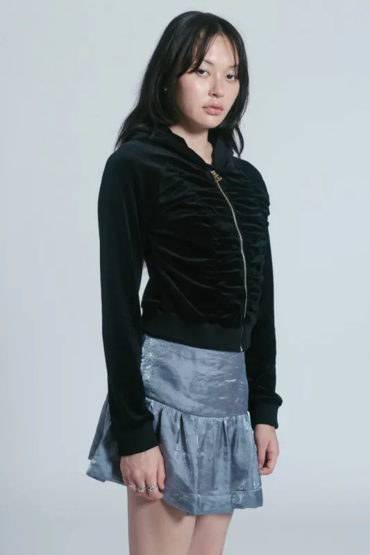 AVRIL ZIP FRONT HOOD | BLACK sold by SISTER Studios