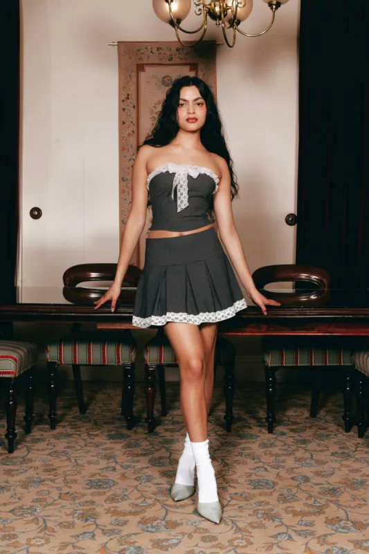 AMELIA PLEATED MINI SKIRT | CHARCOAL sold by SISTER Studios