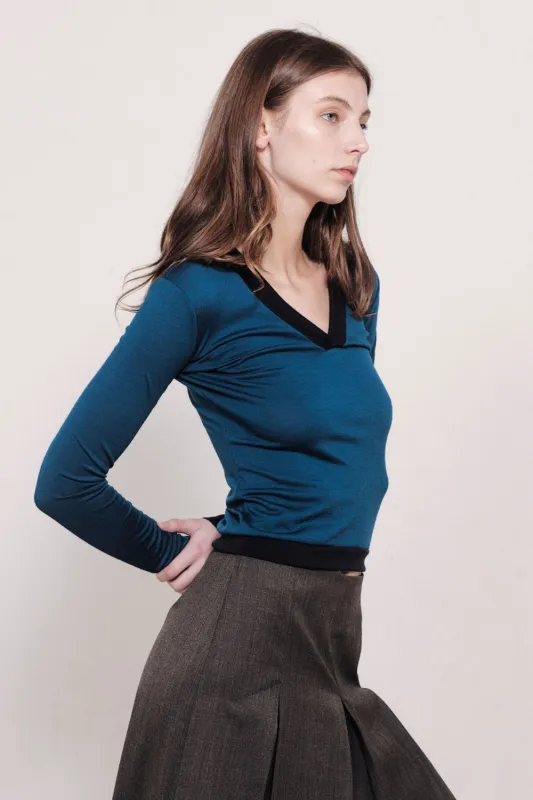 GOLDIE V NECK | BLUE AND NAVY sold by SISTER Studios