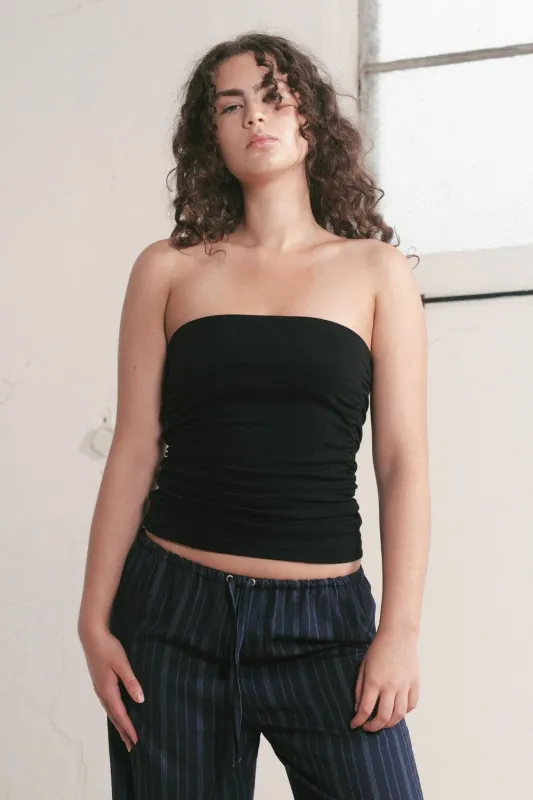 EVA GATHERED BOOB TUBE | BLACK made by SISTER Studios