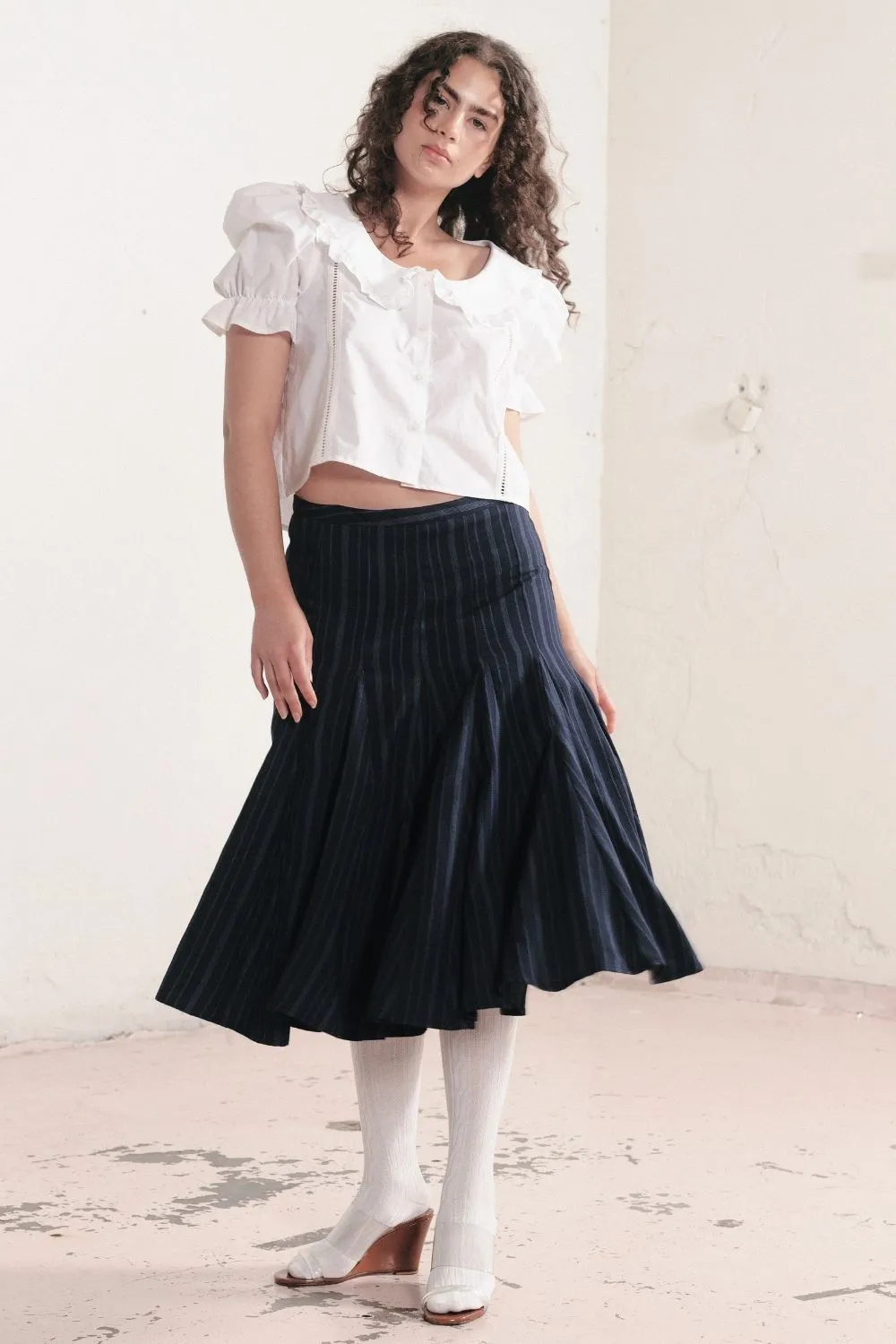 GODET SKIRT | MIDNIGHT STRIPE sold by SISTER Studios