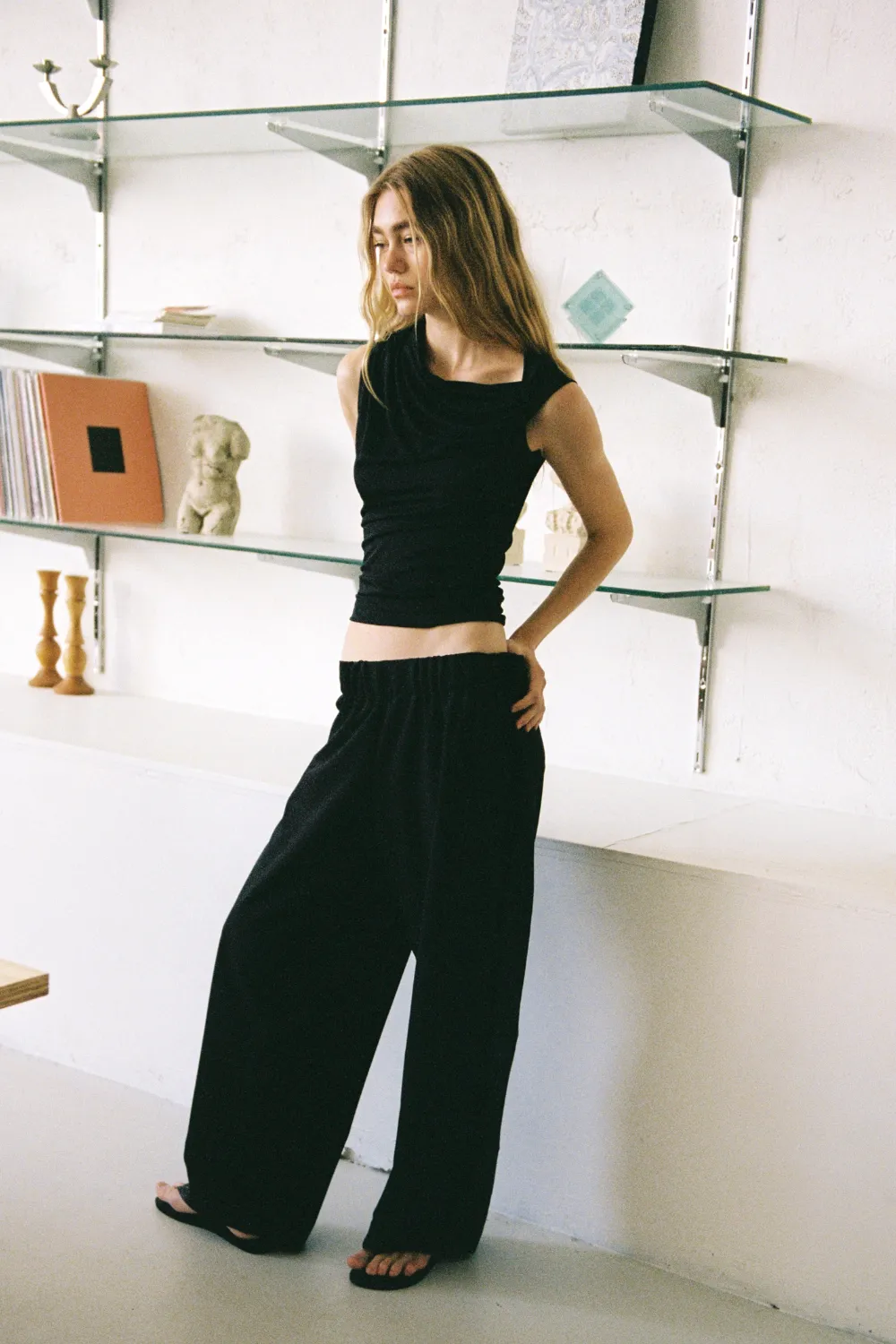 SAMIRA PANT | BLACK WITH VELVET TRIM sold by SISTER Studios product image thumbnail 4