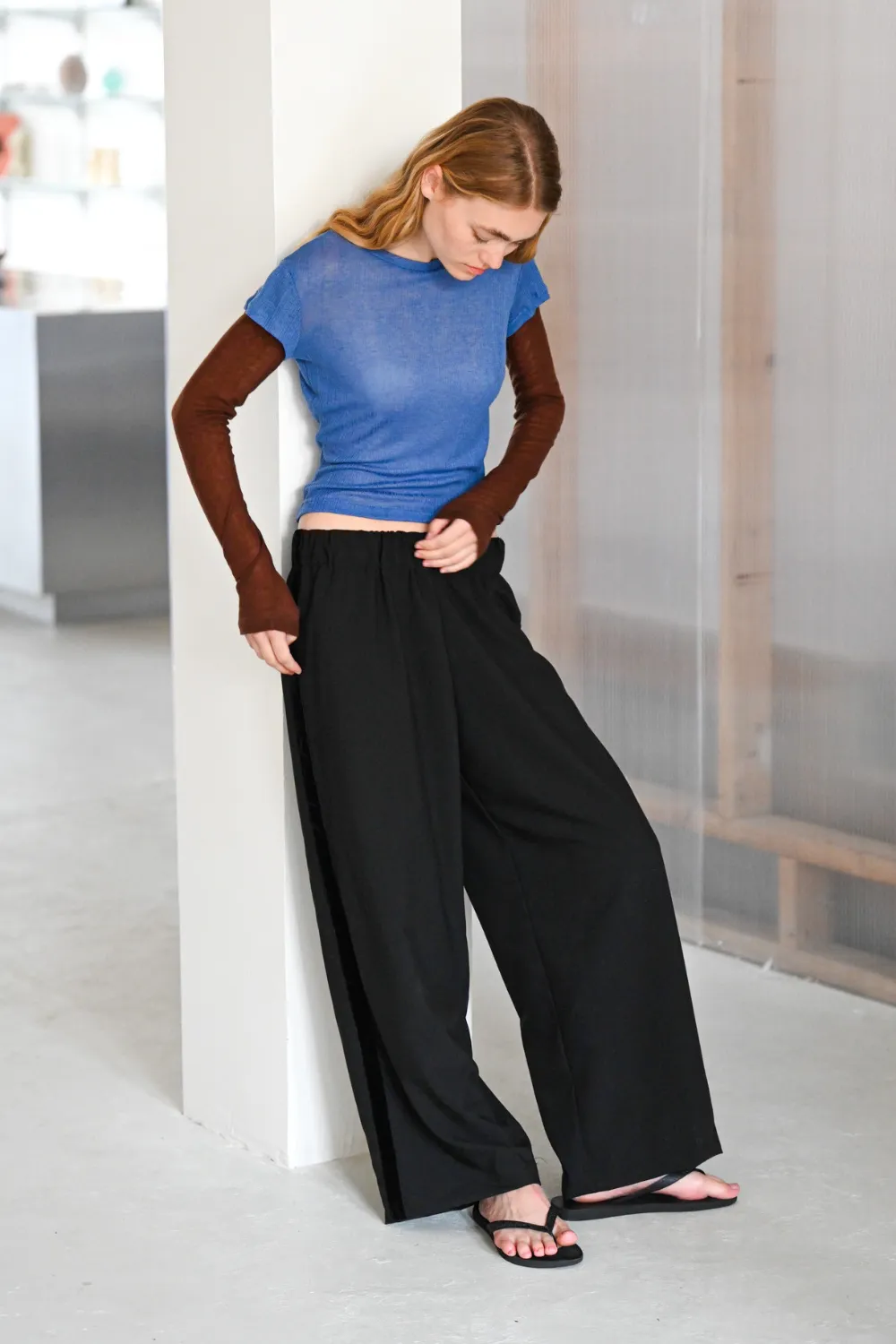 SAMIRA PANT | BLACK WITH VELVET TRIM sold by SISTER Studios product image thumbnail 3