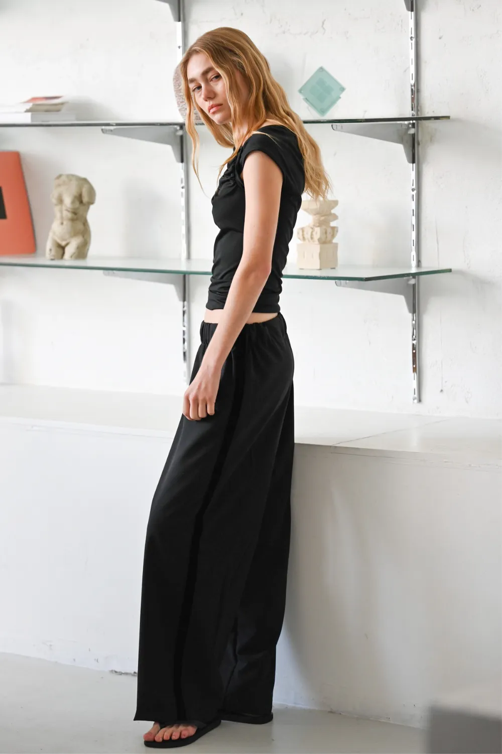 SAMIRA PANT | BLACK WITH VELVET TRIM sold by SISTER Studios product image thumbnail 5