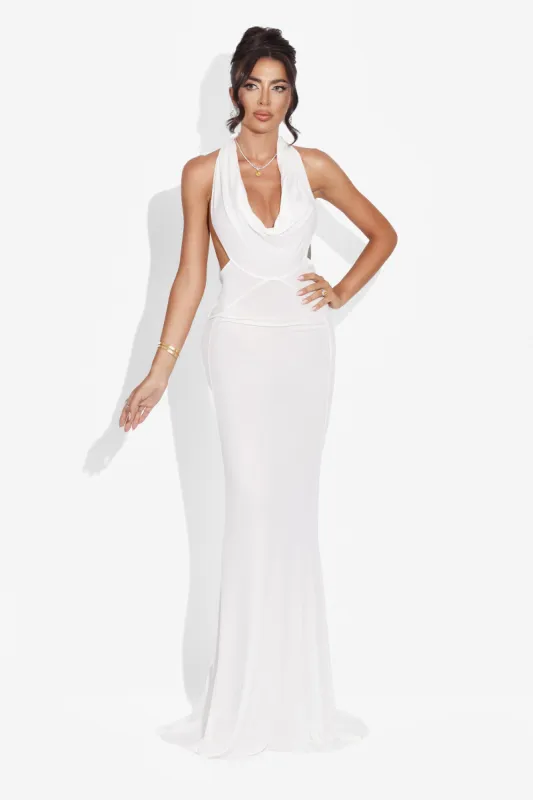 Rochie dama lunga alba Linela Bogas sold by bogas