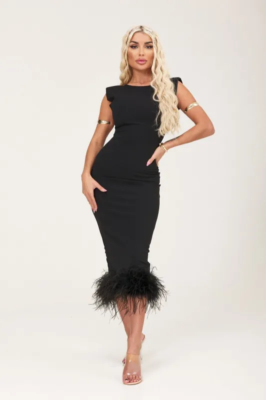 Rochie dama lunga stofa neagra Jeffrey Bogas made by bogas