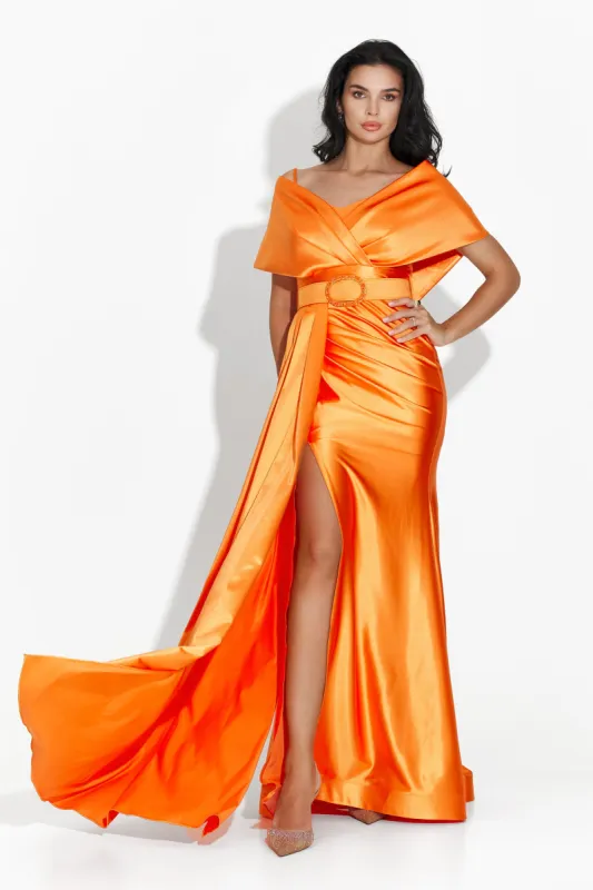 Rochie dama lunga portocalie Isembra Bogas sold by bogas