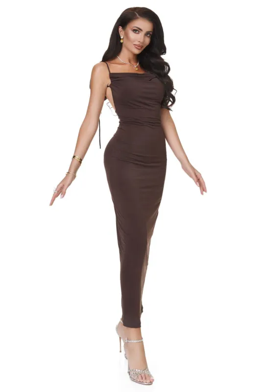 Rochie dama lunga maro Siafan Bogas made by bogas
