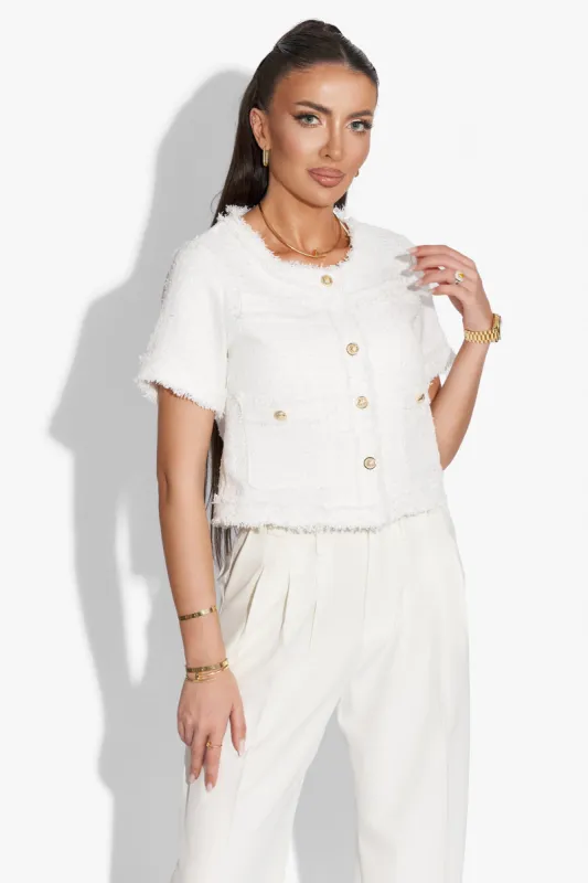 Sacou dama elegant alb Unablety Bogas sold by bogas