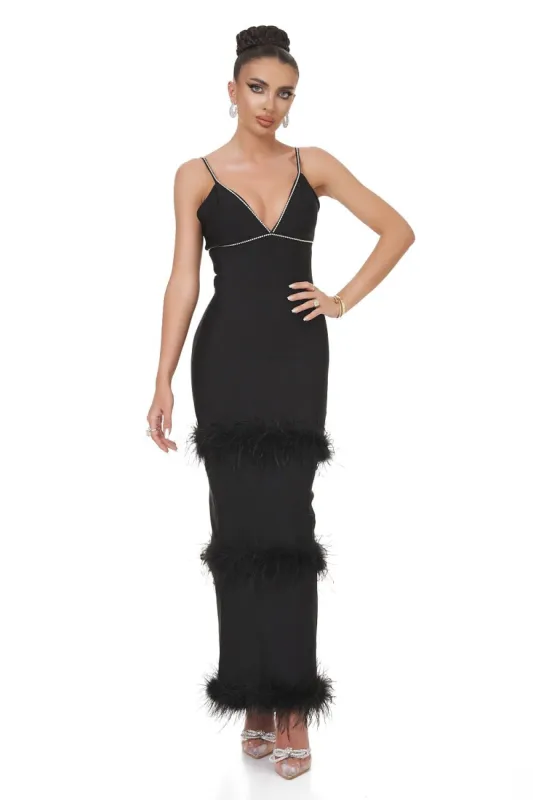 Rochie dama lunga neagra Winona Bogas sold by bogas