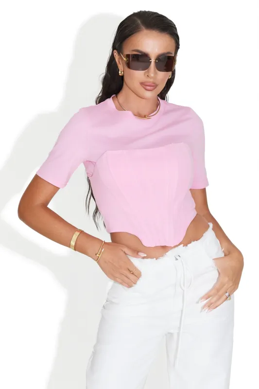 Tricou + corset roz Moreira Bogas sold by bogas