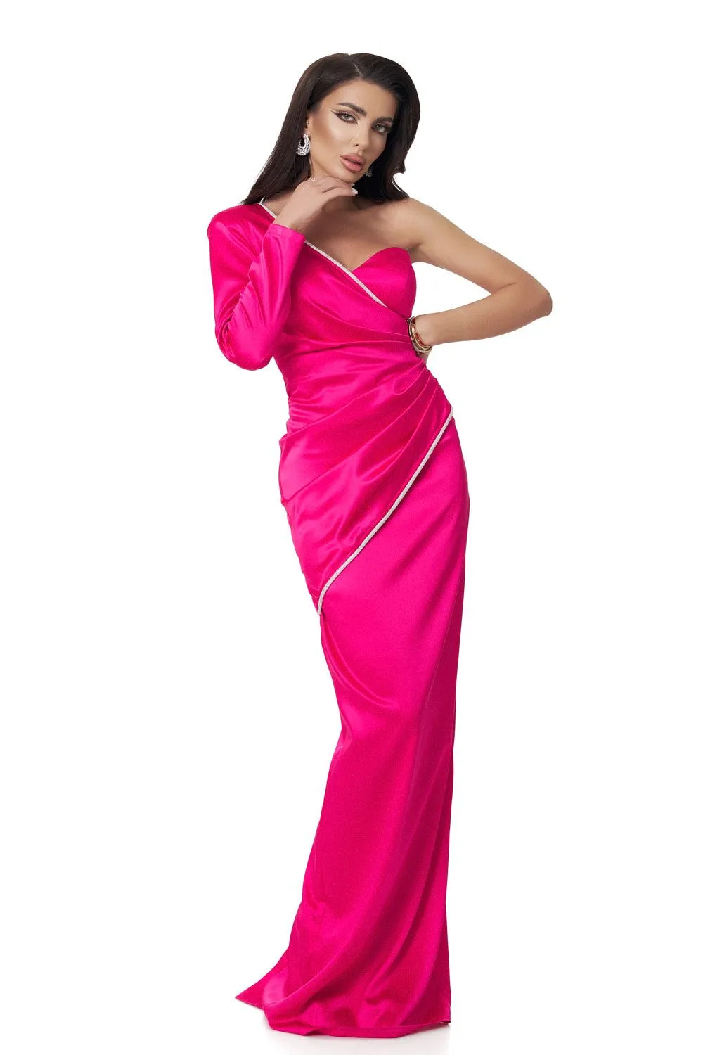 Rochie lunga saten fucsia Marinette Bogas sold by bogas product image thumbnail 3
