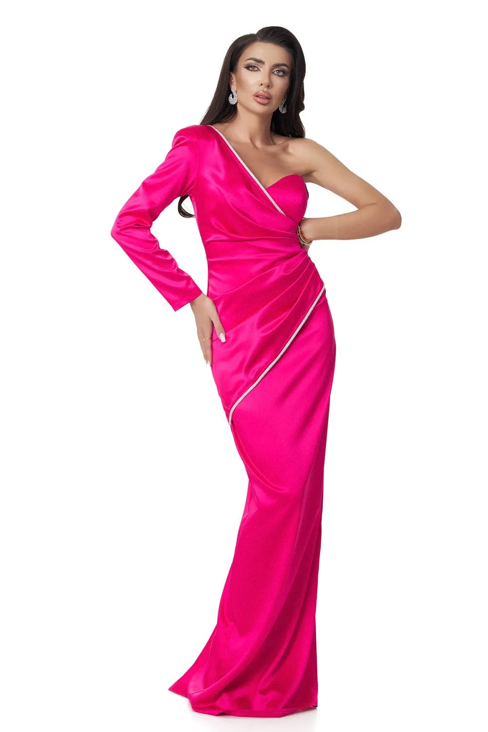 Rochie lunga saten fucsia Marinette Bogas sold by bogas product image thumbnail 2