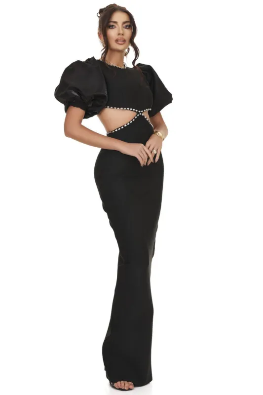 Rochie dama midi eleganta neagra Erisay Bogas sold by bogas
