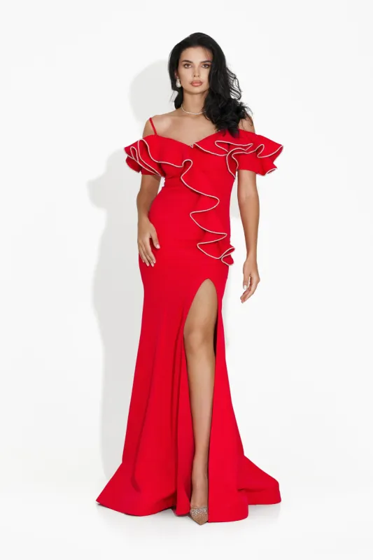 Rochie dama lunga rosie Klaria Bogas sold by bogas