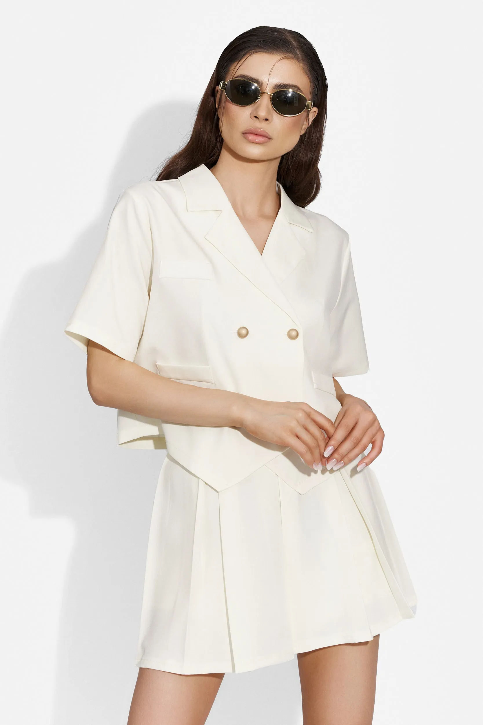 Compleu cu fusta elegant alb Fymata Bogas sold by bogas