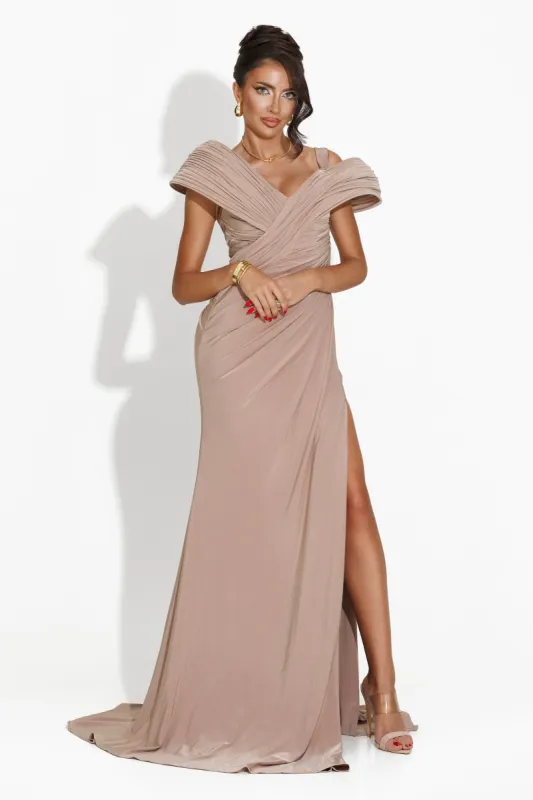 Rochie dama lunga bej Sorevia Bogas sold by bogas
