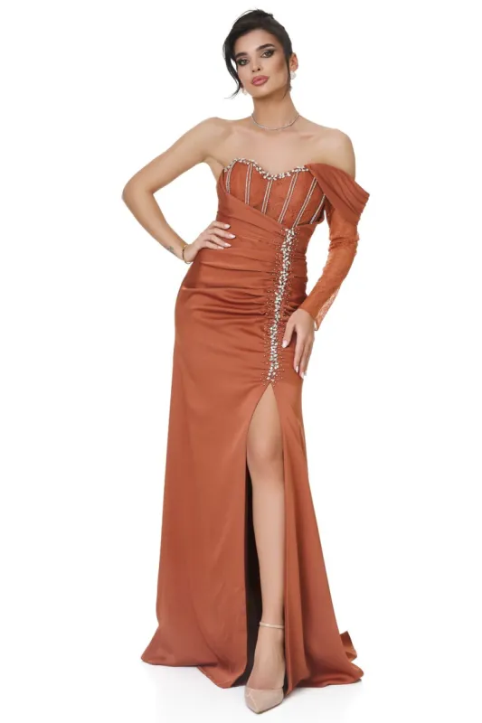 Rochie dama lunga maro Ginyca Bogas sold by bogas