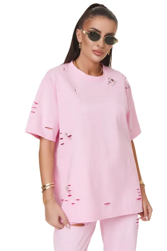 Tricou dama casual roz Voliza Bogas sold by bogas