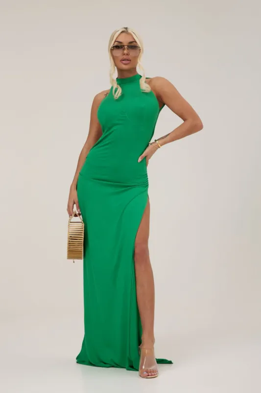 Rochie dama lunga bumbac lycra verde Iriana Bogas sold by bogas