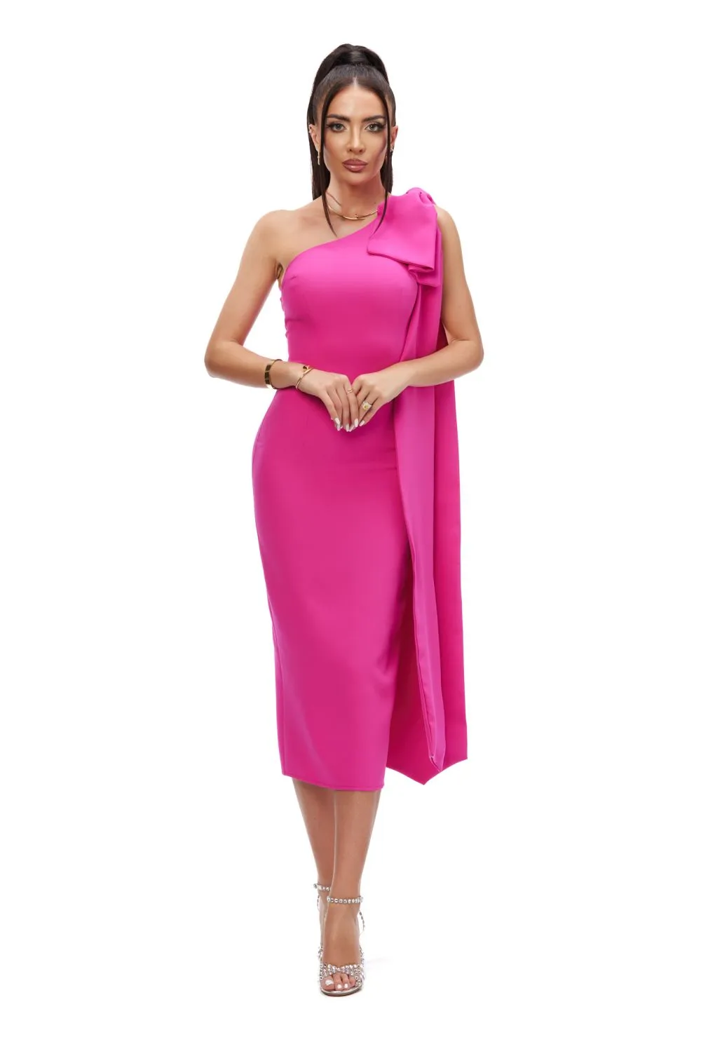 Rochie midi stofa fucsia Marieke Bogas sold by bogas