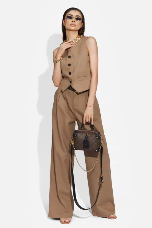 Compleu cu pantaloni dama casual maro Velasy Bogas sold by bogas