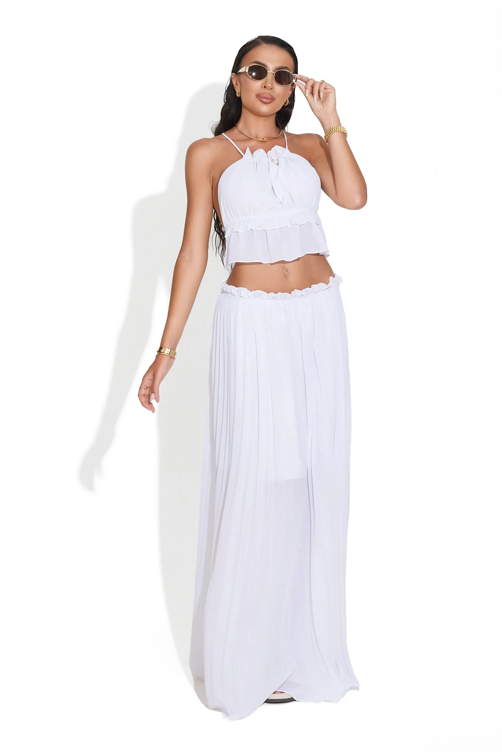 Compleu cu fusta alb Helina Bogas sold by bogas