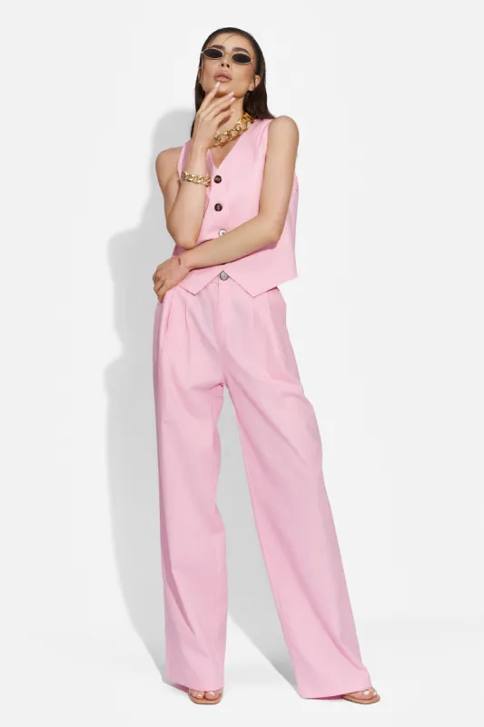 Compleu cu pantaloni dama casual roz Velasy Bogas sold by bogas