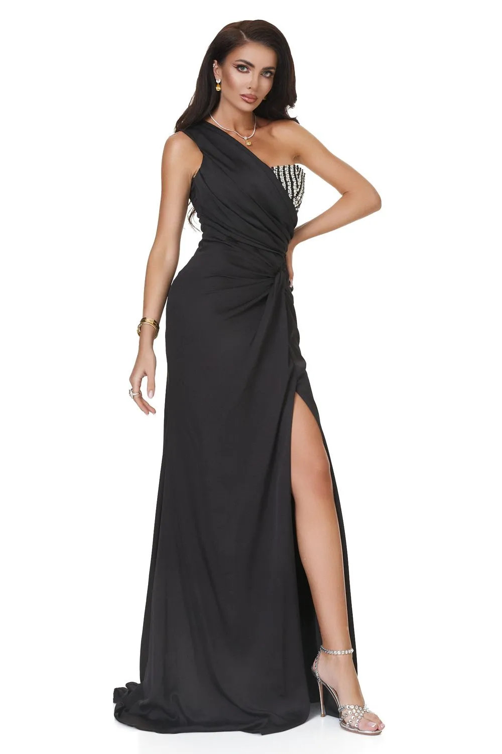 Rochie lunga voal satinat neagra Juridis Bogas sold by bogas product image thumbnail 2