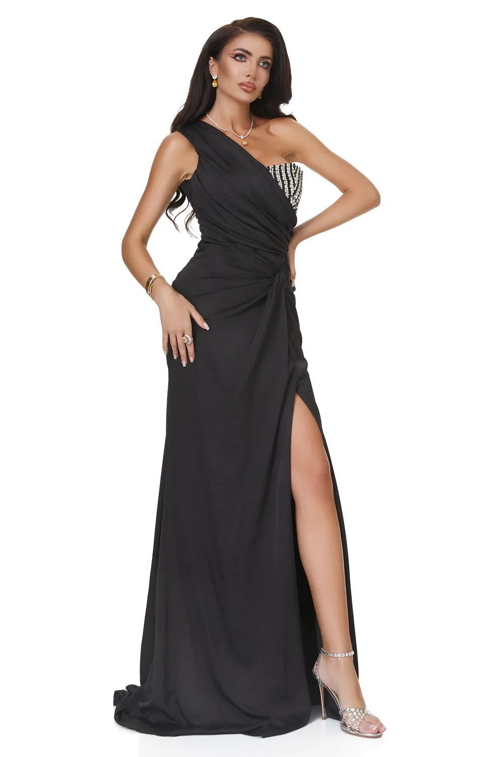 Rochie lunga voal satinat neagra Juridis Bogas sold by bogas product image thumbnail 3