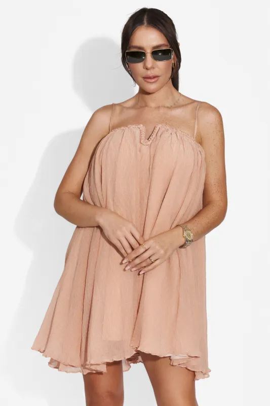 Rochie dama scurta bej Scruta Bogas sold by bogas