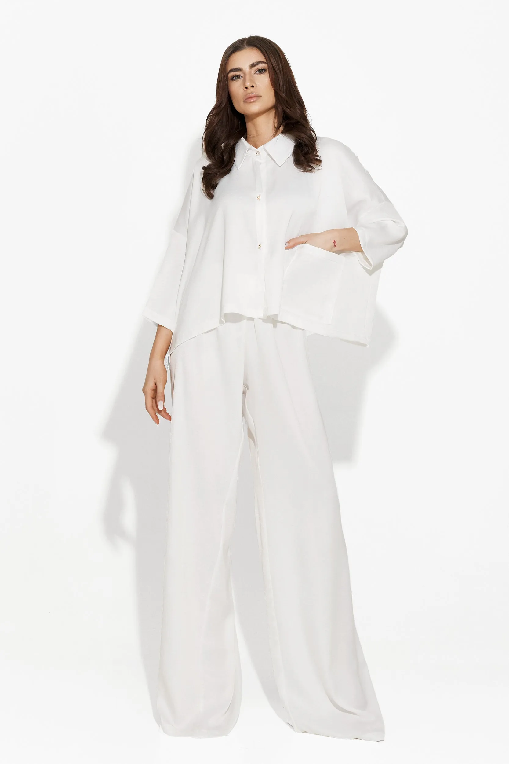 Compleu cu pantaloni dama casual alb Teresa Bogas sold by bogas