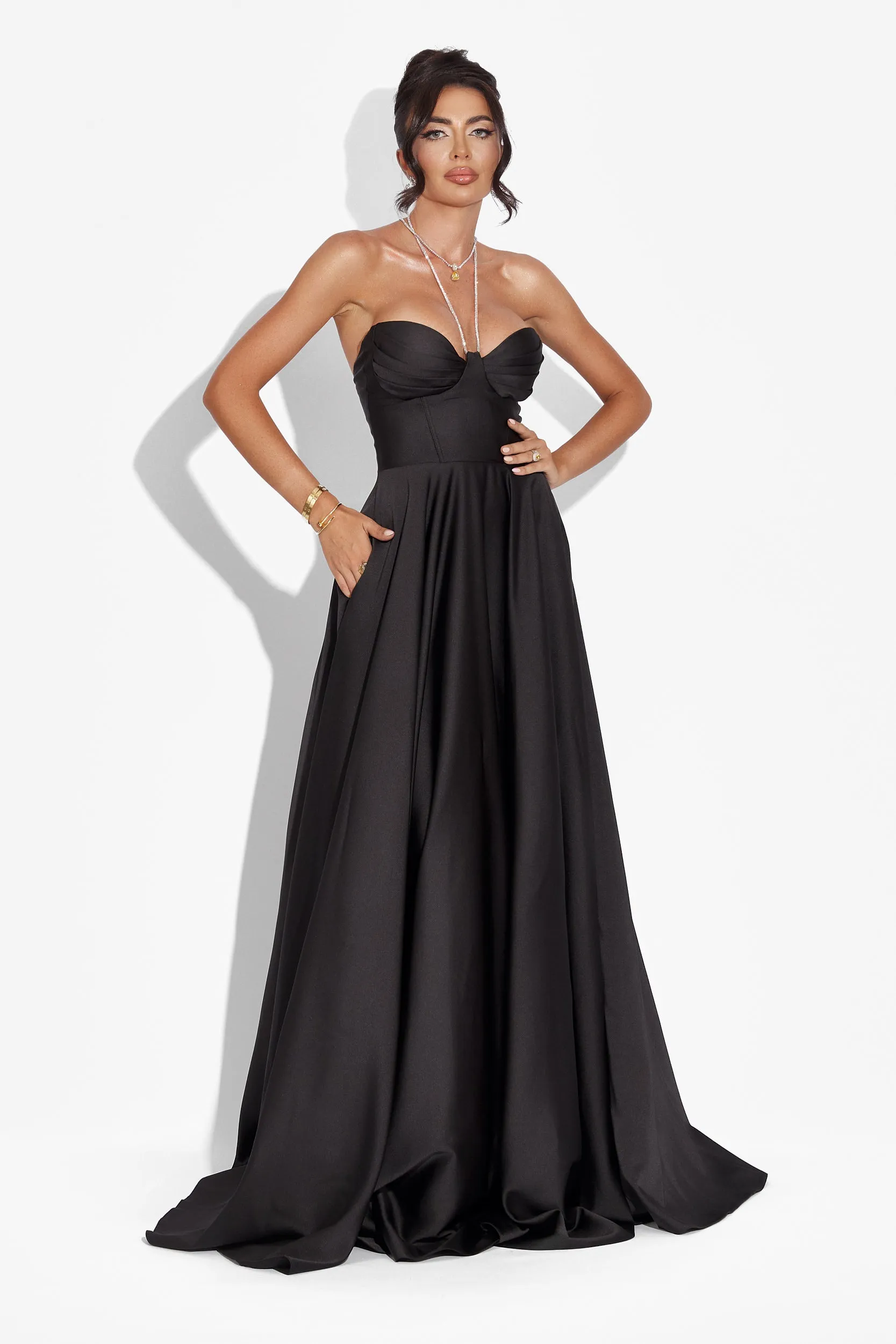 Rochie dama lunga tafta neagra Nayeli Bogas sold by bogas