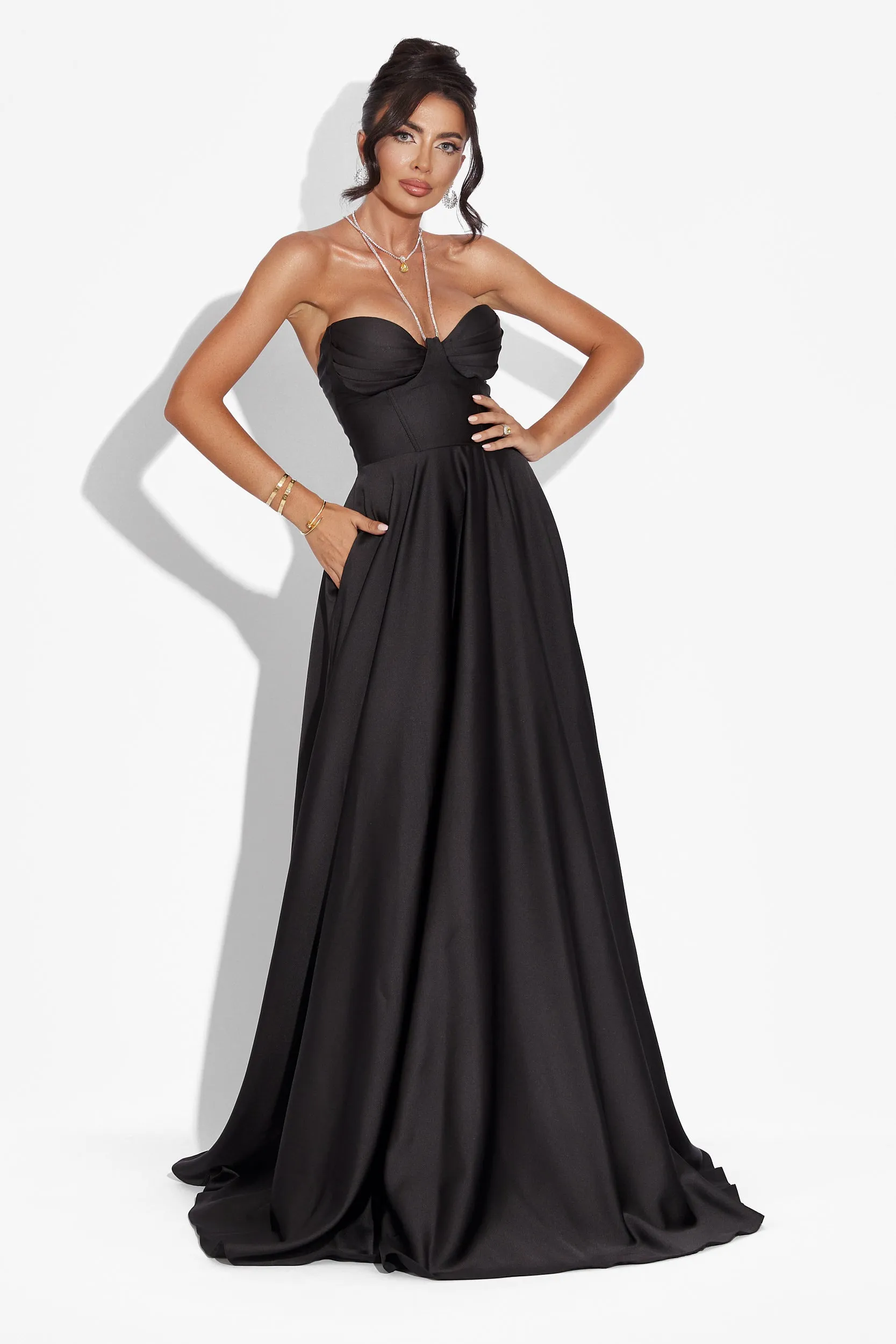 Rochie dama lunga tafta neagra Nayeli Bogas sold by bogas product image thumbnail 5