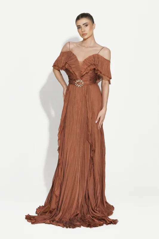 Rochie dama lunga maro Alita Bogas sold by bogas