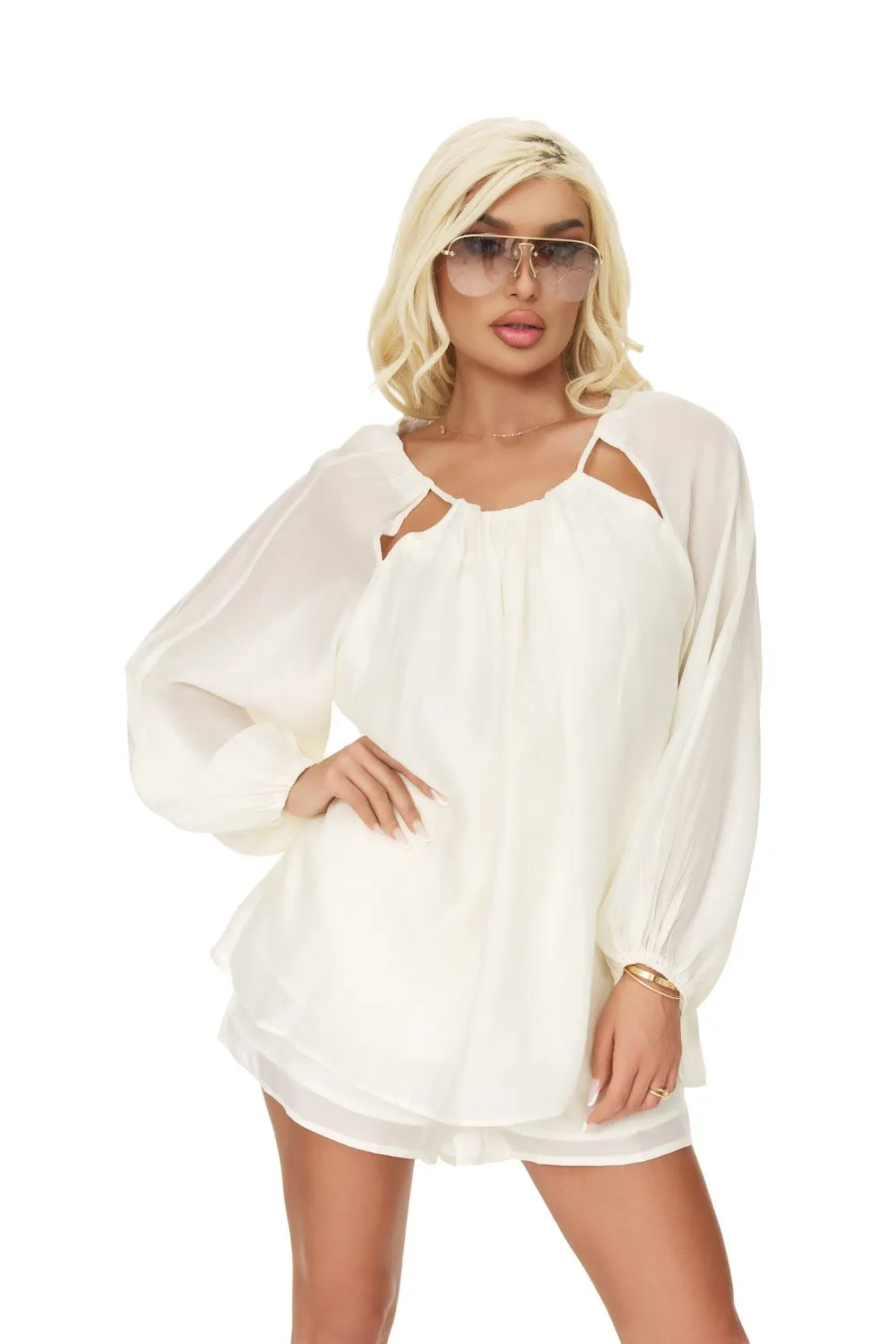 Compleu dama casual alb Blosy Bogas sold by bogas