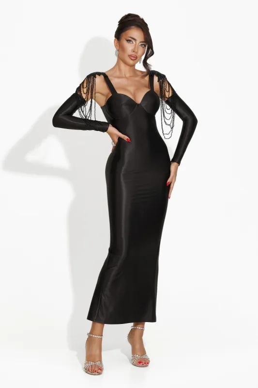 Rochie dama lunga neagra Nomeria Bogas sold by bogas