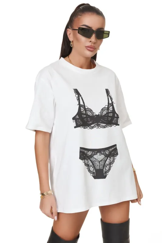 Tricou dama casual alb Nalesy Bogas sold by bogas