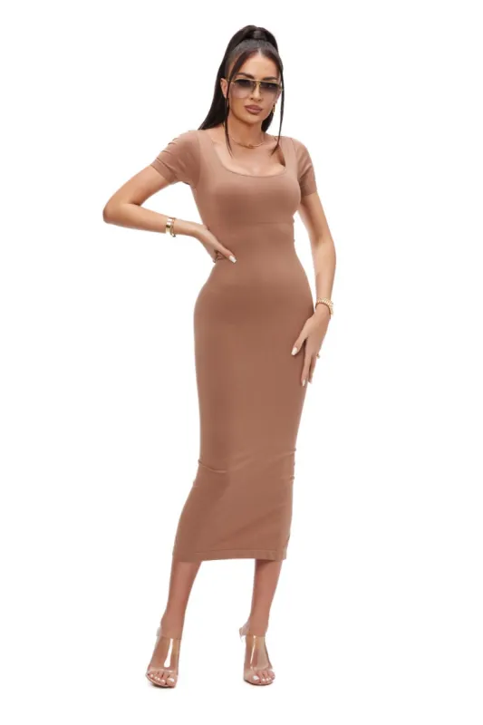 Rochie dama casual modelatoare maro Zumyna Bogas sold by bogas