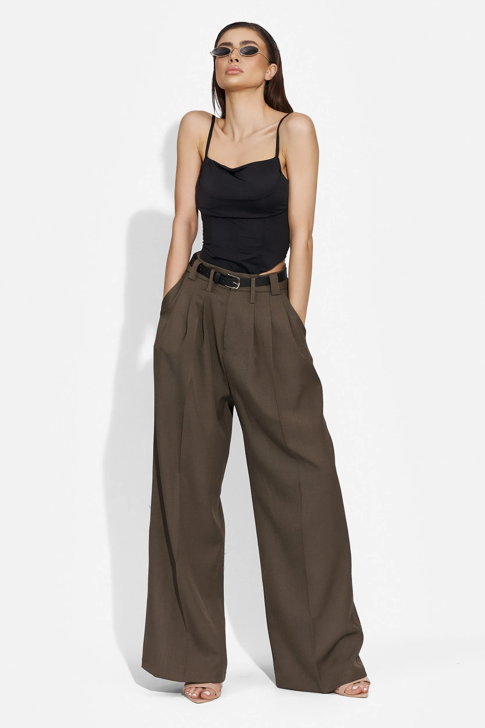 Pantaloni dama eleganti maro Pantsy Bogas sold by bogas