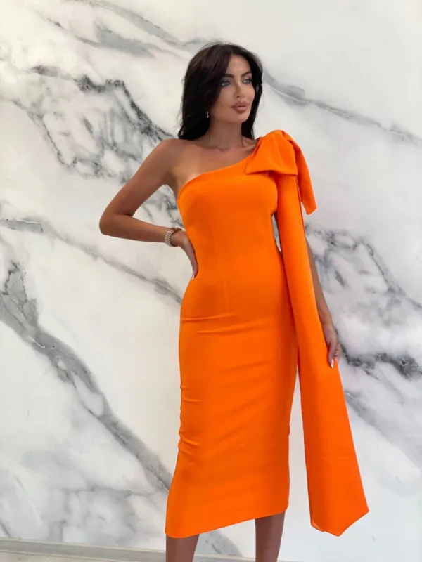 Rochie midi stofa portocalie Marieke Bogas sold by bogas