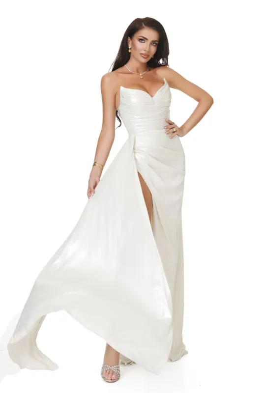 Rochie dama lunga bej Crisonta Bogas sold by bogas