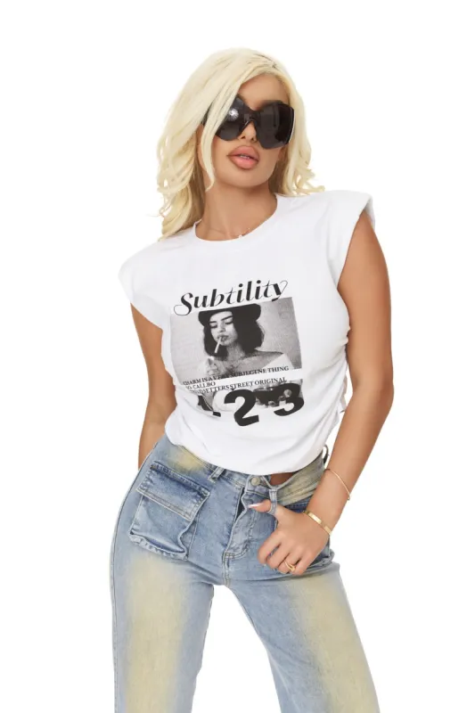 Tricou dama casual alb Geanily Bogas sold by bogas