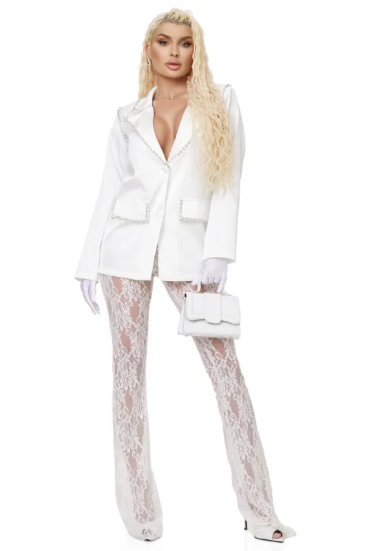 Pantaloni dama eleganti albi Vilena Bogas sold by bogas